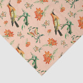 Sinaasappel Harmony Vogels, Lelies, Vlinders Tissuepapier (Detail)
