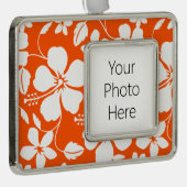 SINAASAPPEL HAWAÏAN HULA (HIBISCUS) VERZILVERD OMLIJST ORNAMENT (Rechts)