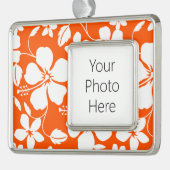 SINAASAPPEL HAWAÏAN HULA (HIBISCUS) VERZILVERD OMLIJST ORNAMENT (Links)