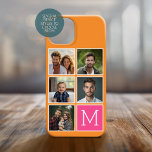 Sinaasappel - Heet Roze - 5 Fotocollage - Monogram Case-Mate iPhone 14 Hoesje<br><div class="desc">Een oranje en roze ontwerp met een gebied voor uw favoriete foto's. Gebruik vijf vierkante foto's om een uniek en persoonlijk cadeau te creëer. Als u de afbeeldingen wilt aanpassen,  klikt u op het gereedschap Aanpassen om wijzigingen aan te brengen.</div>