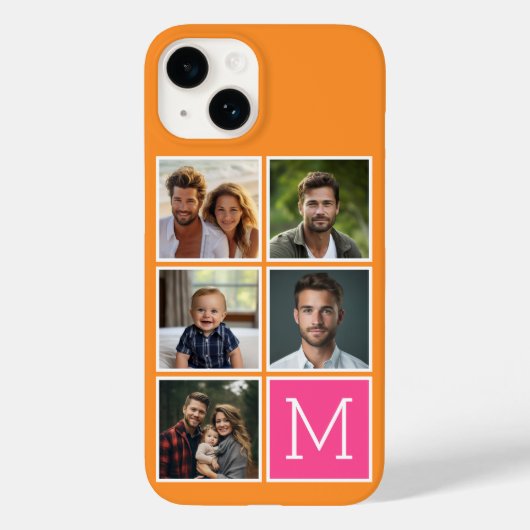 Sinaasappel - Heet Roze - 5 Fotocollage - Monogram Case-Mate iPhone Case (Achterkant)