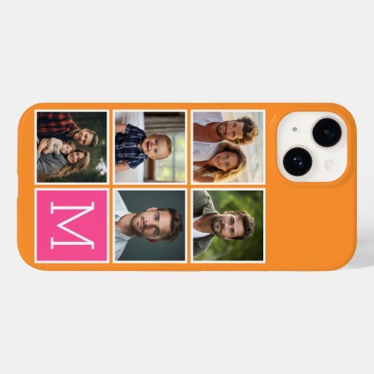 Sinaasappel - Heet Roze - 5 Fotocollage - Monogram Case-Mate iPhone Case (Achterkant (horizontaal))