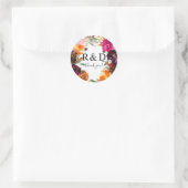 Sinaasappel, Heet Roze, & Paarse Herfst Bloemen Mo Ronde Sticker (Tas)