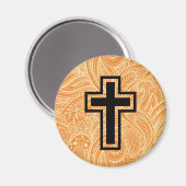 Sinaasappel Heilig Christelijk Kruis Houten Magnee Magneet (Voorkant / Achterkant)