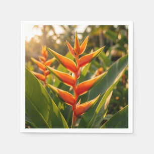 Sinaasappel Heliconia Tropische Bloem Gouden Uur  Servet