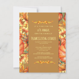 Sinaasappel herfstbladeren pompoenen thanksgiving kaart