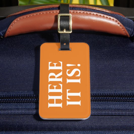 Sinaasappel hier is het grappig bagagelabel (Voorkant Insitu 2)