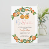 Sinaasappel Hij of Zij Groen Bloemen Geslacht Onth Kaart (Staand voorkant)