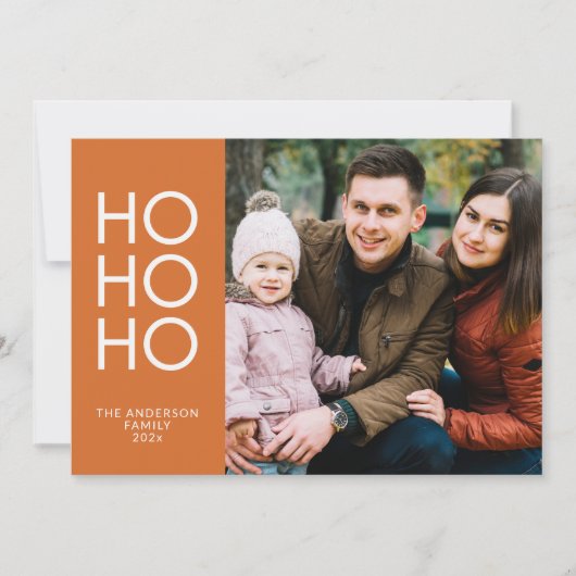 Sinaasappel "HO HO HO" Fotocollage Kerstmis Feestdagenkaart (Voorkant)
