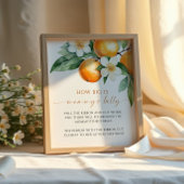 Sinaasappel Hoe groot is het buik Baby shower spel Poster