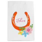 Sinaasappel Hoefijzer Roze NAAM Flowers Schuur Mei Medium Cadeauzakje (Voorkant)