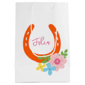 Sinaasappel Hoefijzer Roze NAAM Flowers Schuur Mei Medium Cadeauzakje (Achterkant)