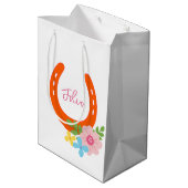 Sinaasappel Hoefijzer Roze NAAM Flowers Schuur Mei Medium Cadeauzakje (Achterkant Gekanteld)