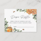 Sinaasappel honingbijen Baby shower luierspoel Informatiekaartje (Voorkant)