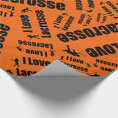 Sinaasappel Ik hou van lacrosse Cadeaupapier (Hoek)