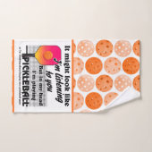 Sinaasappel, in mijn hoofd speel ik Pickleball Cou Handdoek (Handdoek)