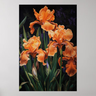 Sinaasappel Irissen Bloemenkunst Print Poster