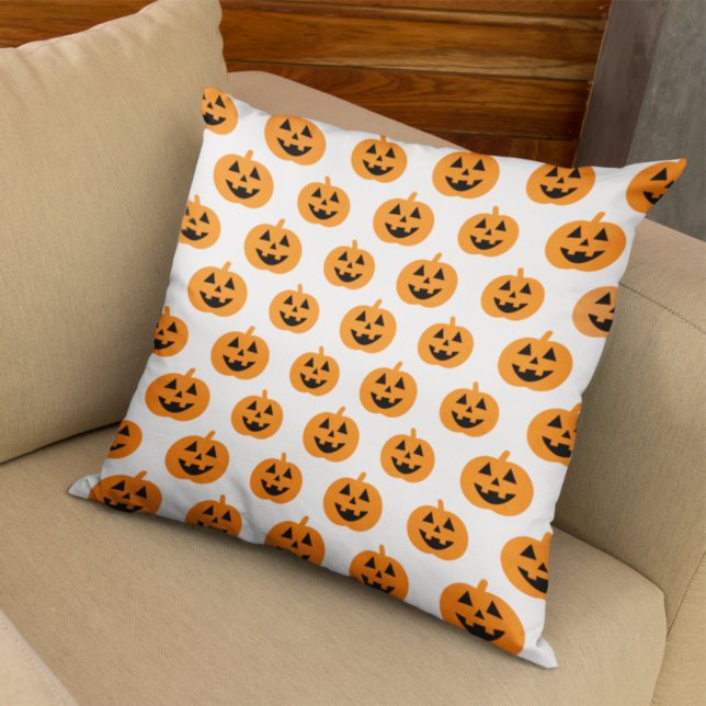 Sinaasappel Jack O Lantern Pompoen Patroon Hallowe Kussen (Creator heeft geüpload)