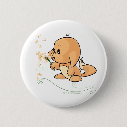 Sinaasappel Kacheek die een deegelion wenst Ronde Button 5,7 Cm (Voorkant)