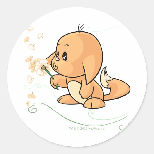 Sinaasappel Kacheek die een deegelion wenst Ronde Sticker (Voorkant)
