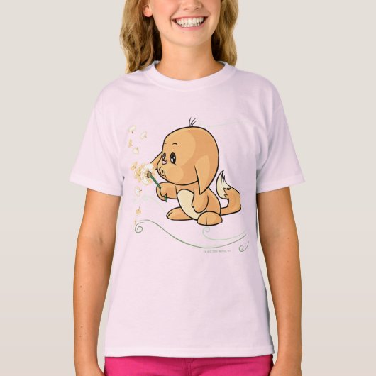 Sinaasappel Kacheek die een deegelion wenst T-shirt (Voorkant)