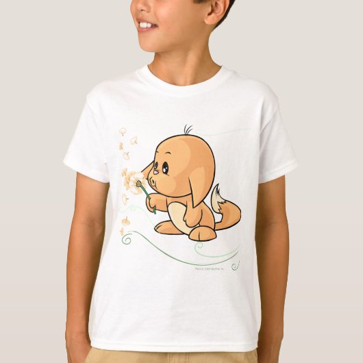 Sinaasappel Kacheek die een deegelion wenst T-shirt (Voorkant)