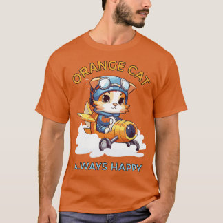Sinaasappel kat altijd blij t-shirt