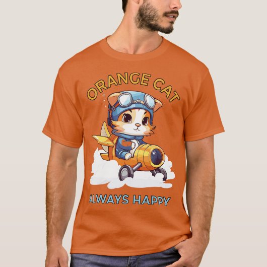 Sinaasappel kat altijd blij t-shirt (Voorkant)