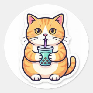 Sinaasappel Kat Drinkt Sappen Sticker Grappige Sch