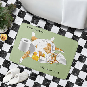 Sinaasappel Kat Grappig Toiletpapier Groen Badmat