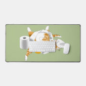 Sinaasappel Kat Grappig Toiletpapier Groen Bureaumat (Keyboard & Muis)