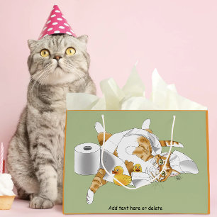 Sinaasappel Kat Grappig Toiletpapier Groen Groot Cadeauzakje