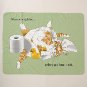Sinaasappel Kat Grappig Toiletpapier Groen Sherpa Deken (Voorkant (horizontaal))
