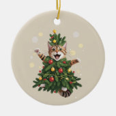 Sinaasappel Kat Kerstboom Cute Kerstmis Keramisch Ornament (Voorkant)