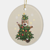 Sinaasappel Kat Kerstboom Cute Kerstmis Keramisch Ornament (Links)