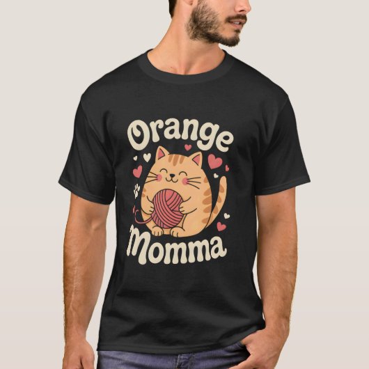 Sinaasappel Kat Moeder T-shirt (Voorkant)