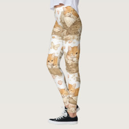 Sinaasappel Kat Patroon Leggings