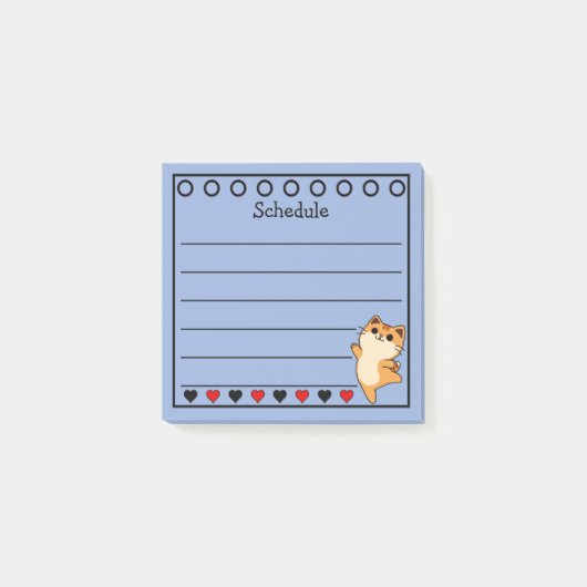 Sinaasappel Kat Planning Blauw Post-it® Notes (Voorkant)