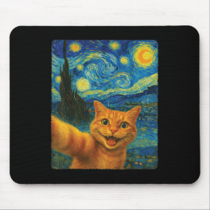 Sinaasappel Kat Sterrennacht Van Gogh Selfie Kat M Muismat
