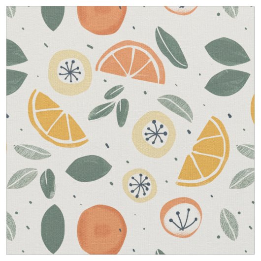 Sinaasappel & Kiwi Patroon  Stof (Close Up)