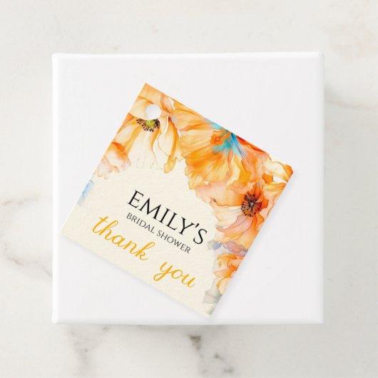 Sinaasappel Klaproos Bloei bruids douche bedankt Bedankjes Labels (In situ)