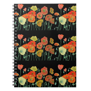 Sinaasappel Klaproos Bloemen Notebook Notitieboek