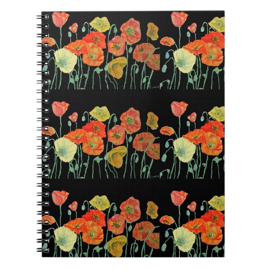 Sinaasappel Klaproos Bloemen Notebook Notitieboek (Voorkant)