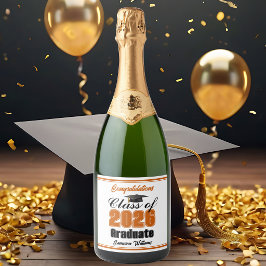 Sinaasappel Klas van 2026 Afstudeerfeest Aangepast Sparkling Wijnetiket