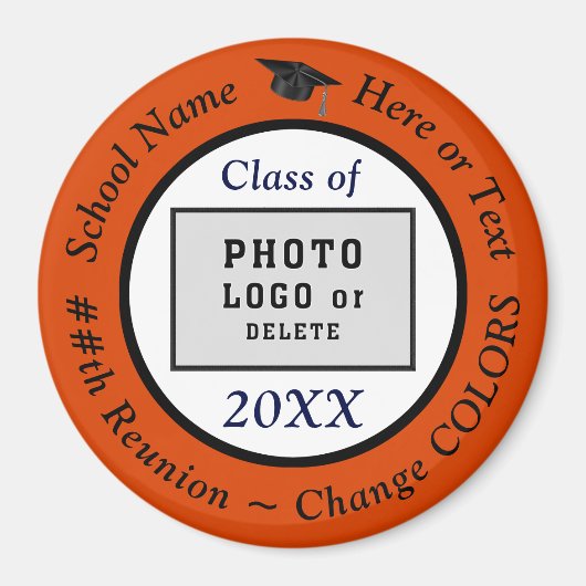 Sinaasappel, Klasse Reünie Souvenirs, of VERANDER  Magneet (Voorkant)