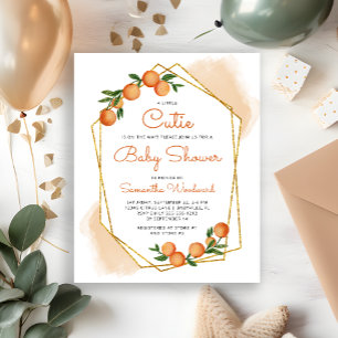 Sinaasappel Kleine Mop Striped Baby Shower Uitnodi