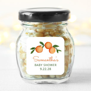 Sinaasappel Kleine Moppie Citrus Baby Shower Vierkante Sticker