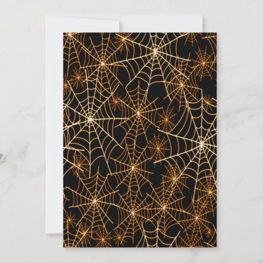 Sinaasappel kobweb-halloween-partij kaart (Achterkant)