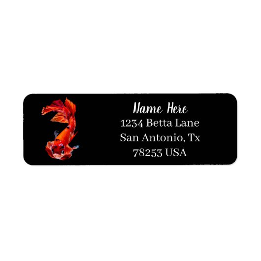 Sinaasappel Koi Betta Vechtvis Retouradres Etiket (Voorkant)