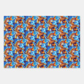 Sinaasappel Koi vis blauw Inpakpapier Vel (Voorkant 3)